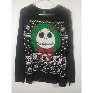 Disney Nightmare Before Christmas Jack Skellington Knit Christmas Sweater Sz XL